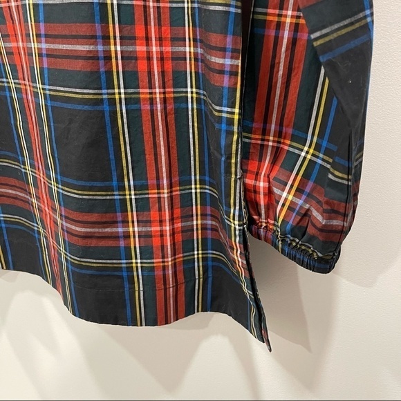 J. Crew Velvet-Trimmed V-Neck Tunic In Black Stewart Tartan Size XS Holiday - Picture 9 of 13